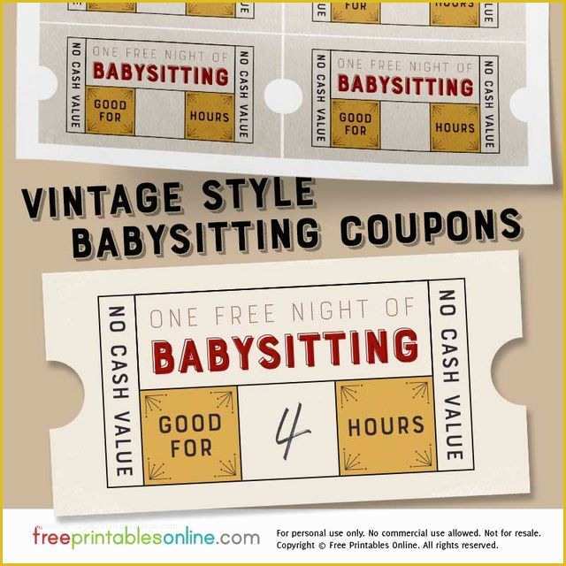 Free Babysitting Coupon Template Of Vintage Style Free Babysitting Coupon Template