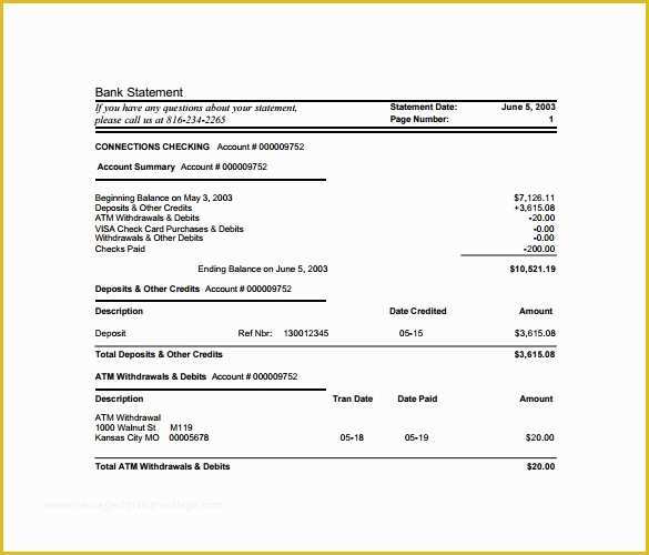Free Bank Statement Template Of 10 Bank Statement Templates – Free Samples Examples