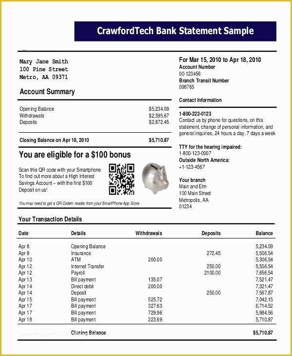 Free Bank Statement Template Of 10 Statement Templates Free Word Pdf Documents