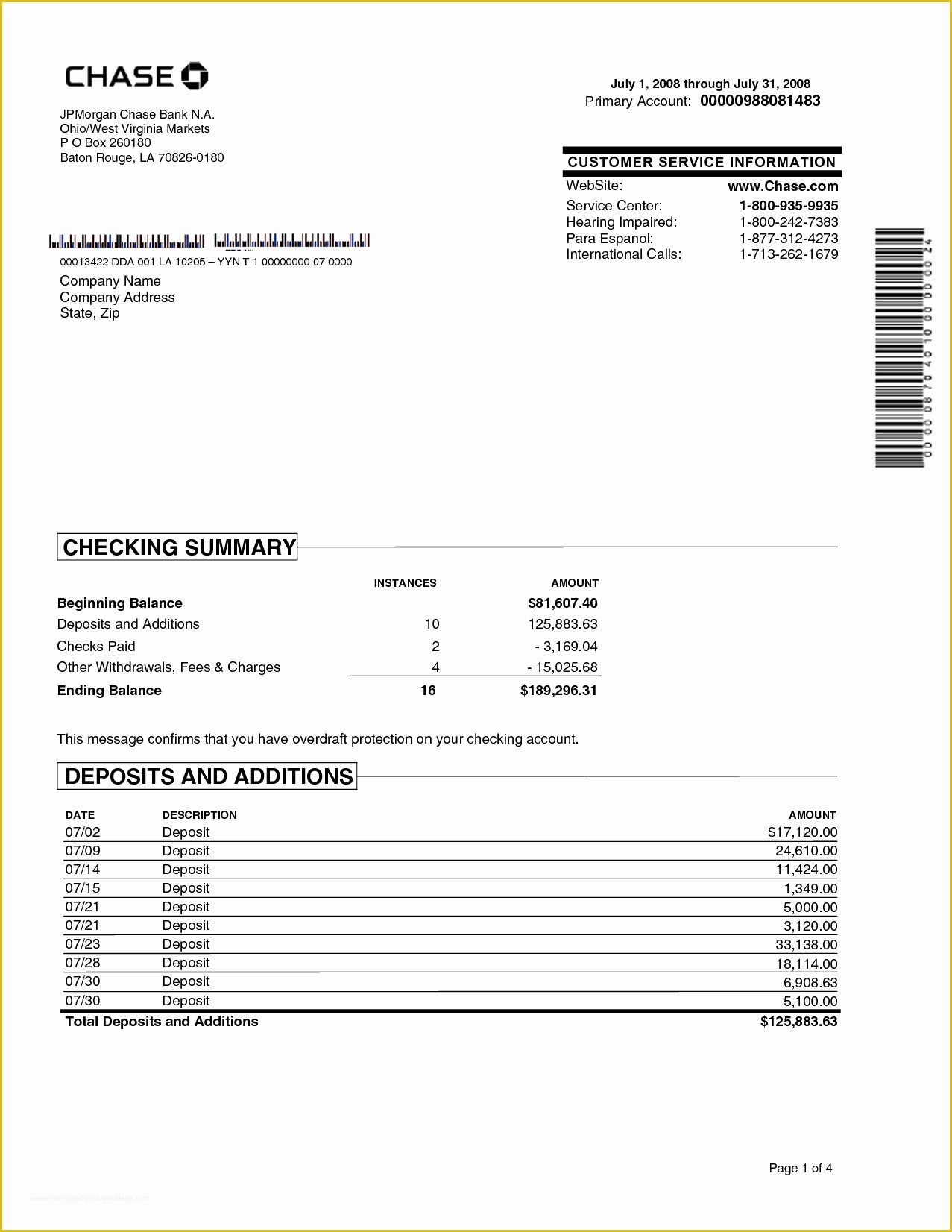 Free Bank Statement Template Of 6 Chase Bank Statement Templatereport Template Document