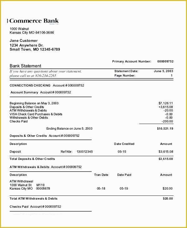 Free Bank Statement Template Of 8 Bank Statement Templates Free Sample Example format