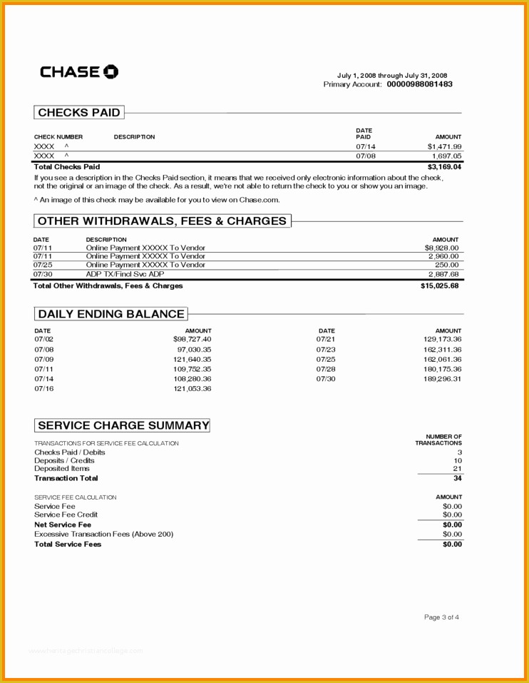 Free Bank Statement Template Of 8 Chase Bank Statement