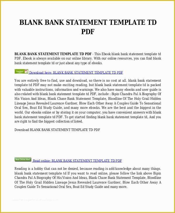 Free Bank Statement Template Of Bank Statement Template 9 Free Word Pdf Document