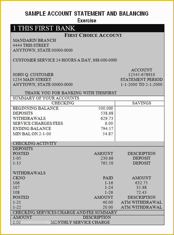 Free Bank Statement Template Of Bank Statement Template Free formats Excel Word