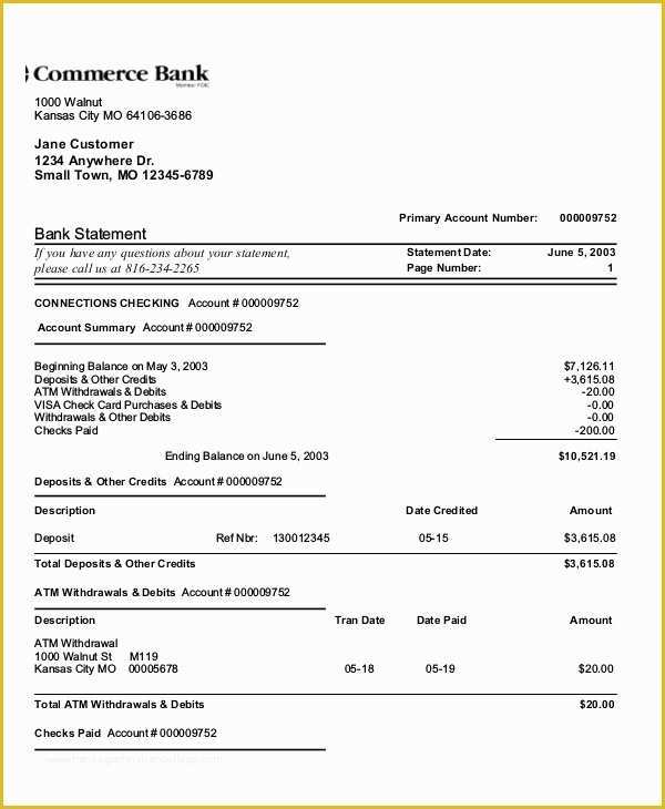 Free Bank Statement Template Of Statement Template 8 Free Word Excel Pdf Documents
