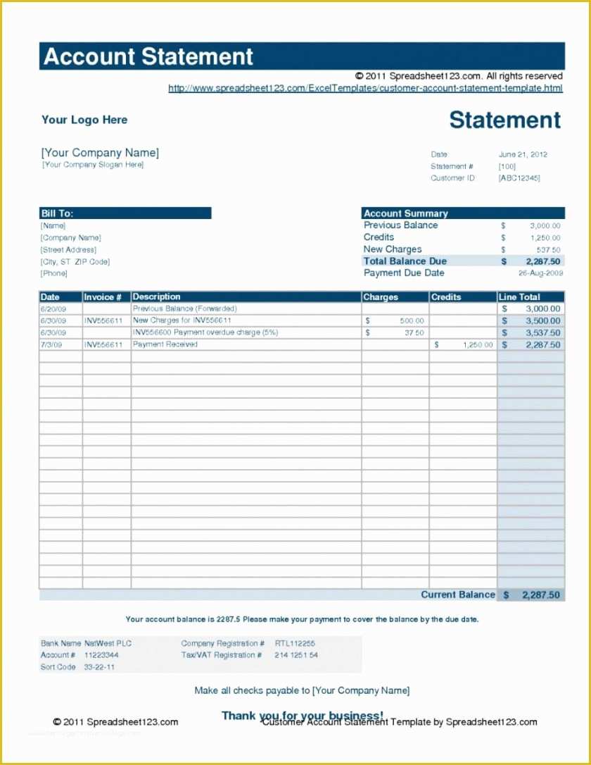 Free Bank Statement Template Of Statement Template Free Download