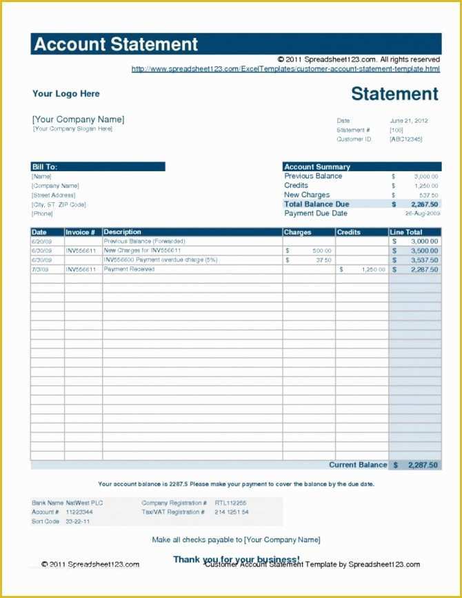Free Bank Statement Template Of Statement Template Free Download