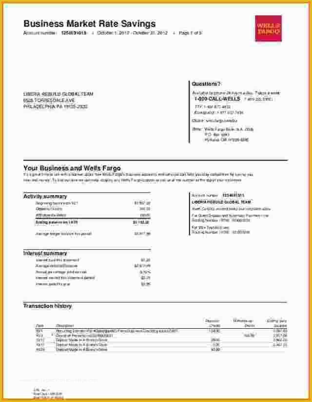 Free Bank Statement Template Of Wells Fargo Bank Statement Template Free Download the