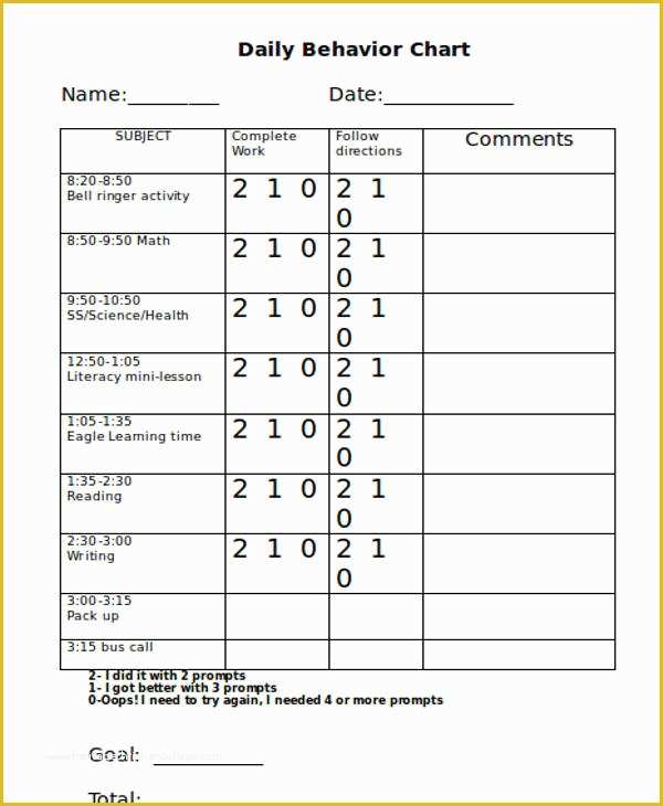 Free Behavior Chart Template Of 10 Behavior Charts – Free Downloadable Samples Examples
