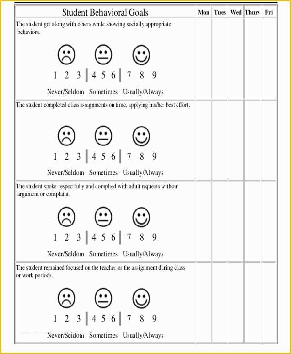 Free Behavior Chart Template Of 8 Printable Behavior Chart Template 9 Free Word Pdf