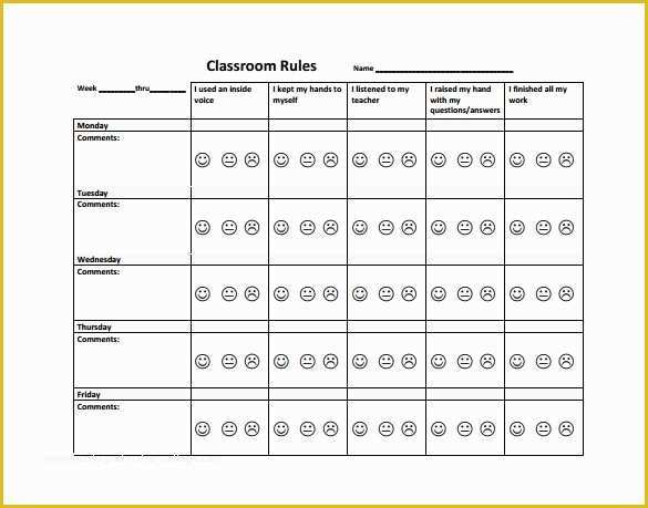 Free Behavior Chart Template Of Behavior Chart Template