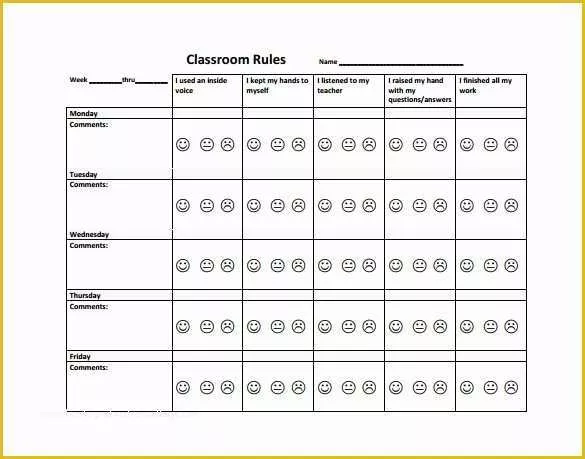 Free Behavior Chart Template Of Behavior Plan Template for Elementary Students Templates