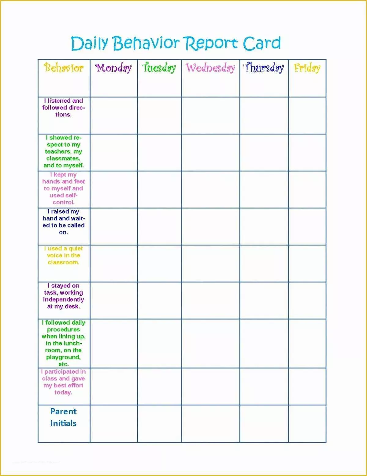 Free Printable Positive Behavior Worksheets