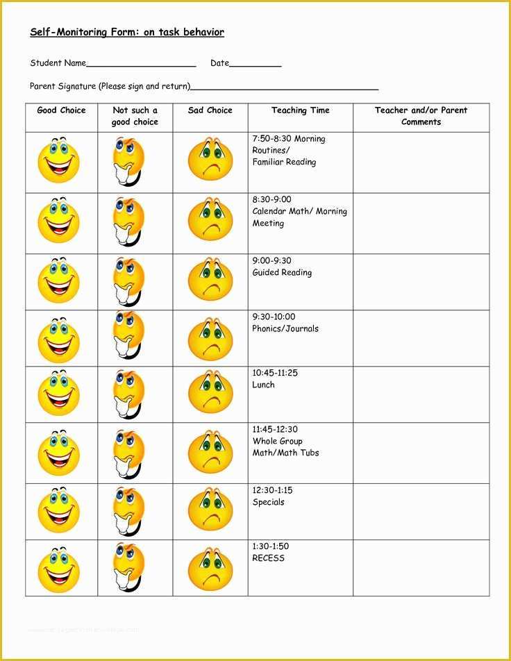 Free Behavior Chart Template Of Free Printable Behavior Charts for Middle School Students
