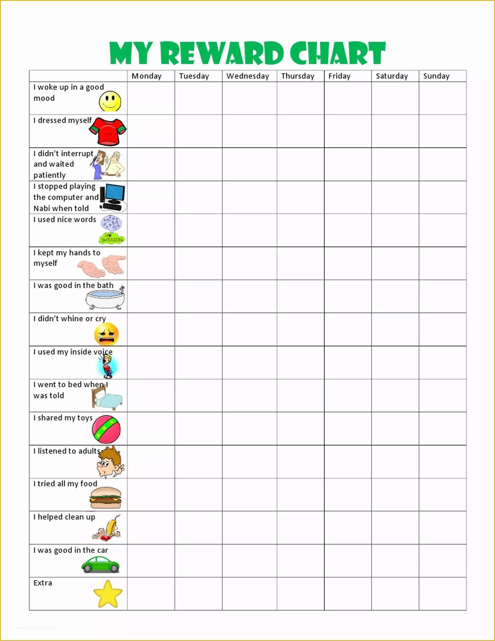 Free Behavior Chart Template Of Good Behavior Chart Printable Printable 360 Degree