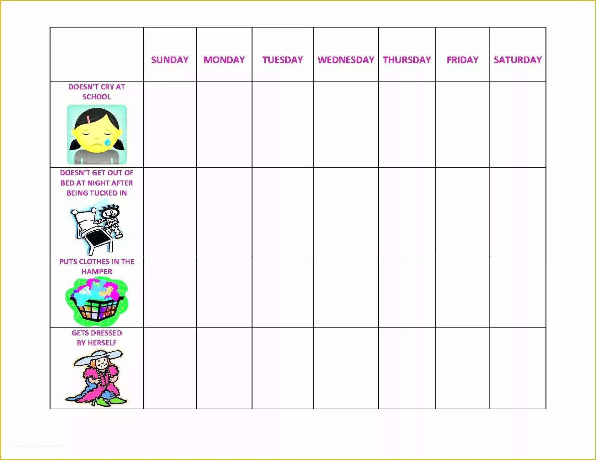 Free Behavior Chart Template Of Template toddler Behavior Chart Template