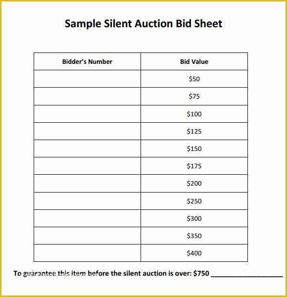 Free Bid Sheet Template Of 19 Sample Silent Auction Bid Sheet Templates to Download