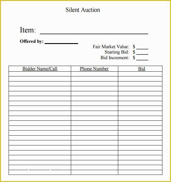 Free Bid Sheet Template Of 19 Sample Silent Auction Bid Sheet Templates to Download