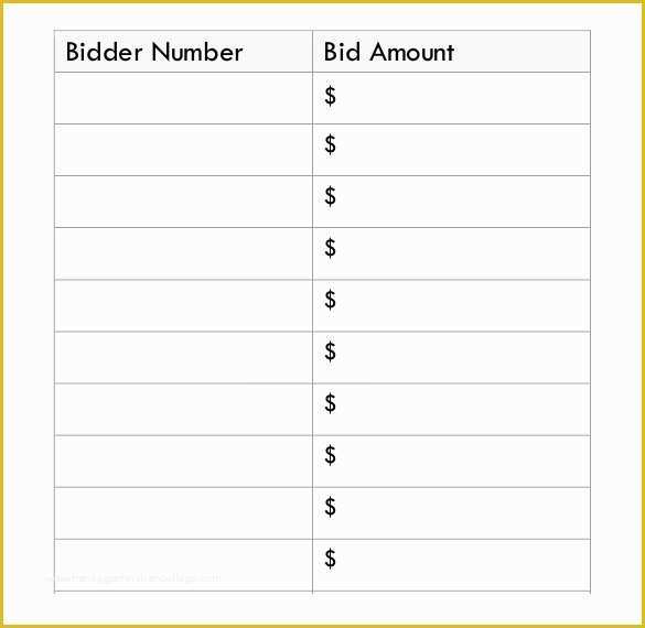 Free Bid Sheet Template Of 20 Silent Auction Bid Sheet Templates & Samples Doc