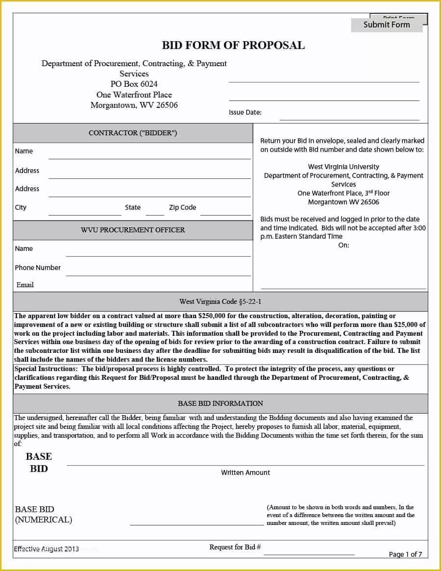 Free Bid Sheet Template Of 31 Construction Proposal Template & Construction Bid forms