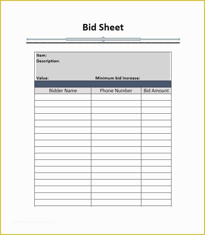 Free Bid Sheet Template Of 40 Silent Auction Bid Sheet Templates [word Excel]