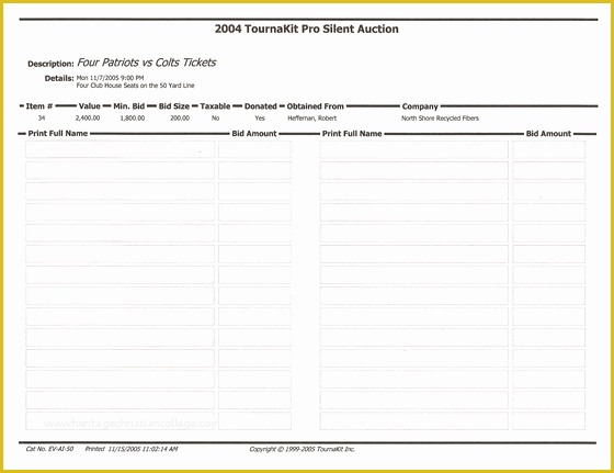 Free Bid Sheet Template Of 6 Silent Auction Bid Sheet Templates formats Examples