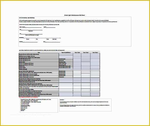 Free Bid Sheet Template Of Bid Sheet Template 10 Free Word Pdf Documents