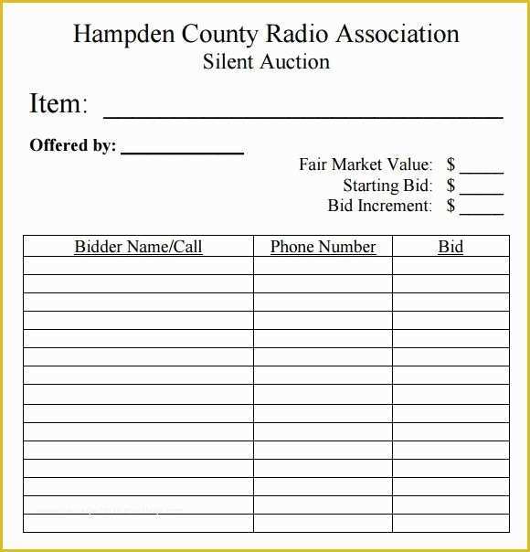 Free Bid Sheet Template Of Silent Auction Bid Sheet Template 10 Free Samples Examples
