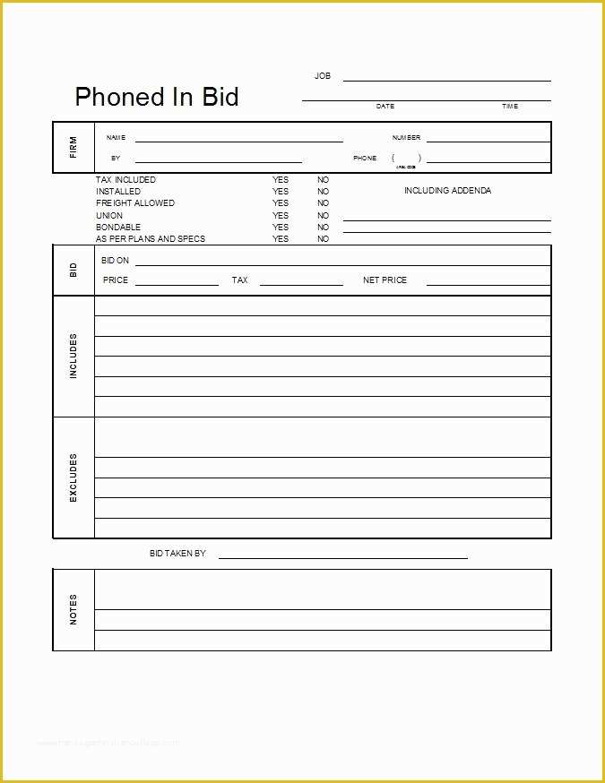 Free Bid Sheet Template Of Telephone Bid form Cms