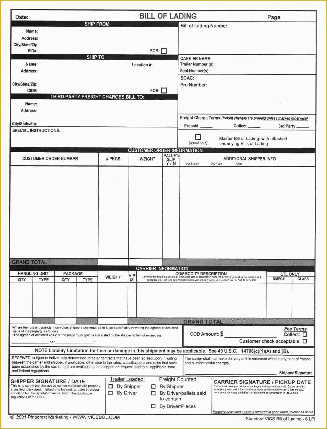 Free Bill Of Lading Template Of 13 Bill Of Lading Templates Excel Pdf formats