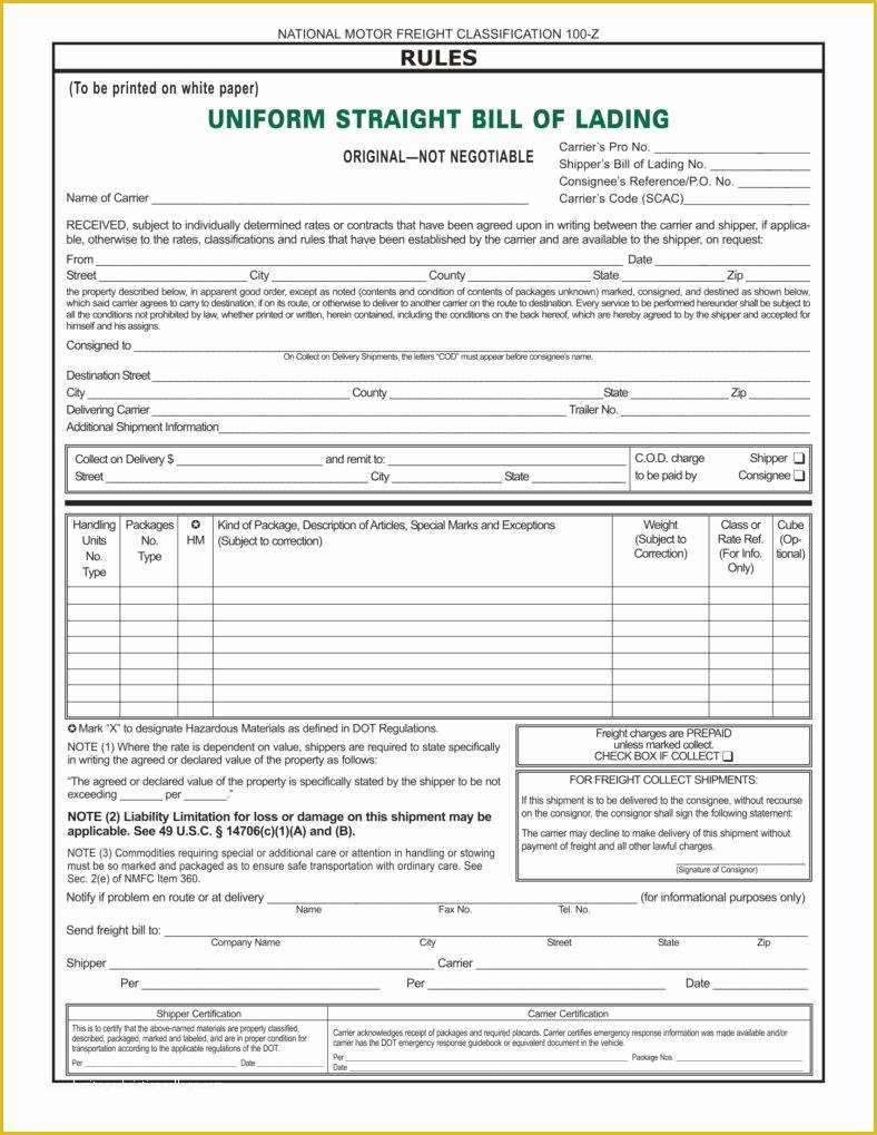 Free Bill Of Lading Template Of 29 Bill Of Lading Templates Free Word Pdf Excel