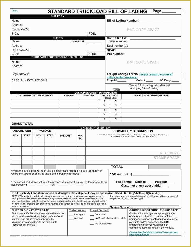 Free Bill Of Lading Template Of 29 Bill Of Lading Templates Free Word Pdf Excel