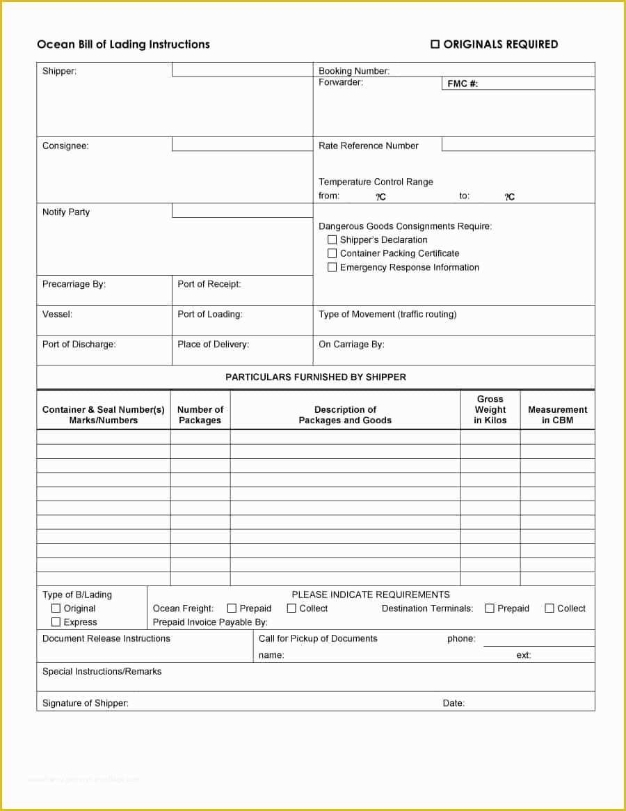 Free Bill Of Lading Template Of 40 Free Bill Of Lading forms &amp; Templates Template Lab