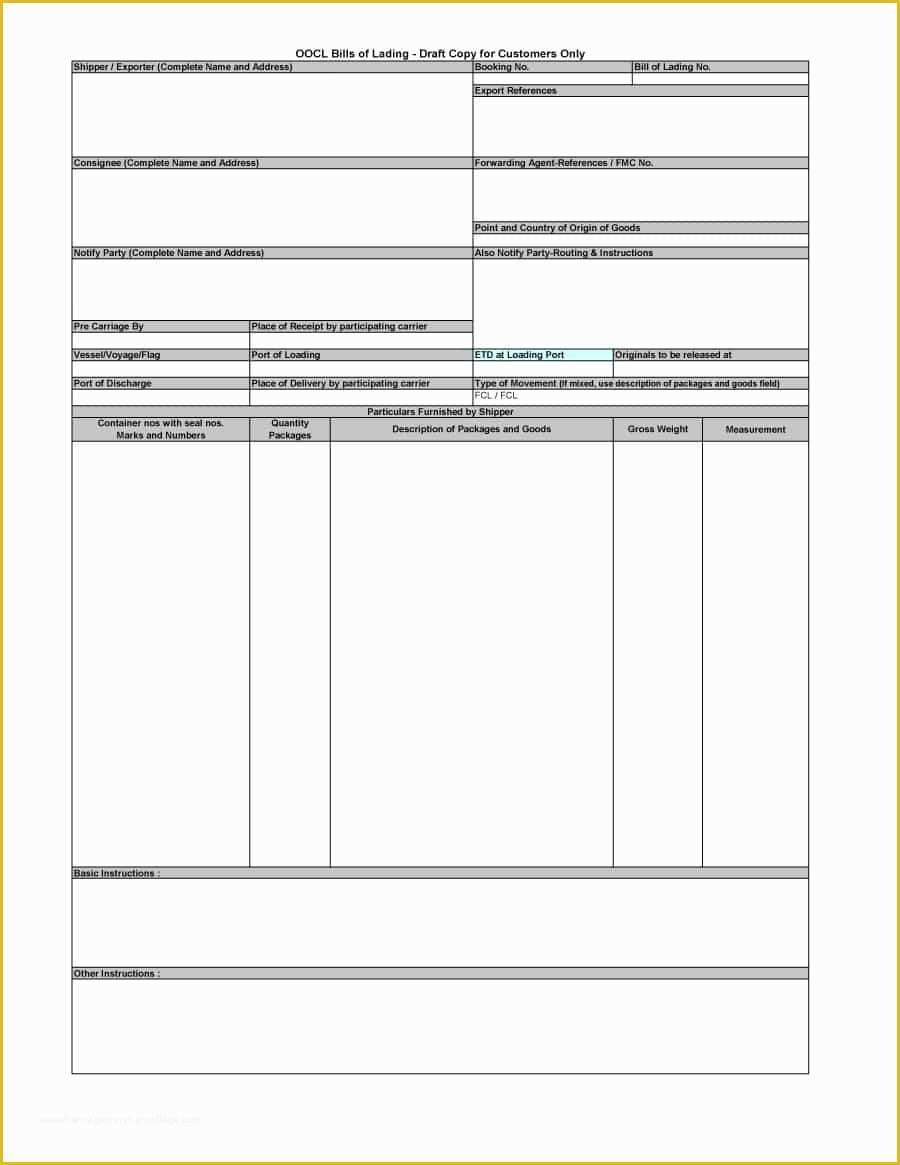 42 Free Bill Of Lading Template