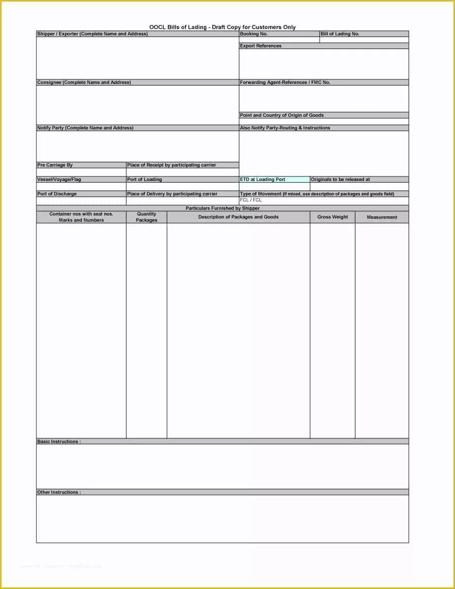 Free Bill Of Lading Template Of 40 Free Bill Of Lading forms &amp; Templates Template Lab