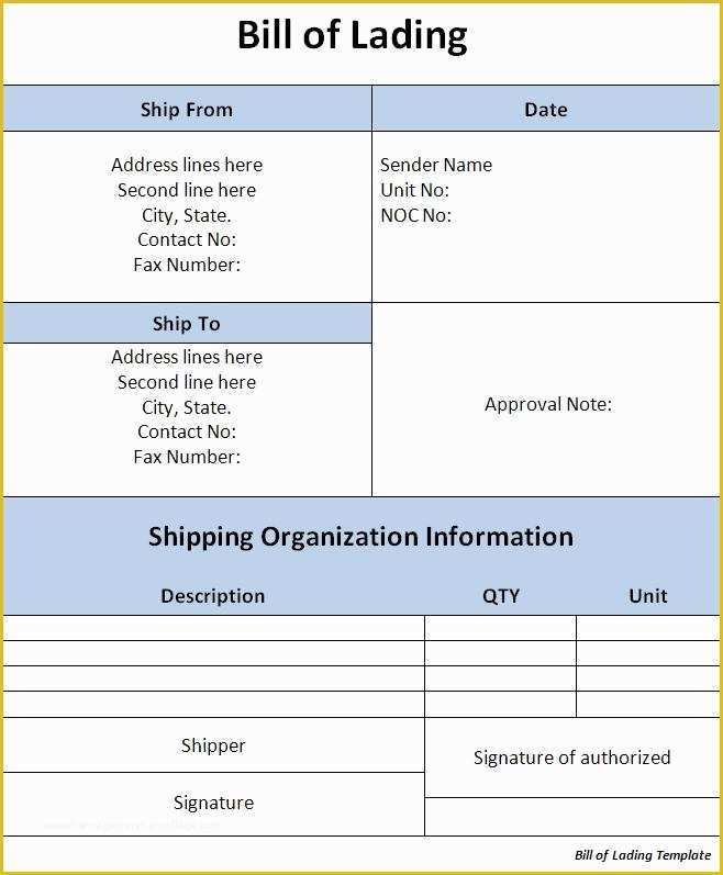Free Bill Of Lading Template Of Bill Of Lading Template Word Excel formats