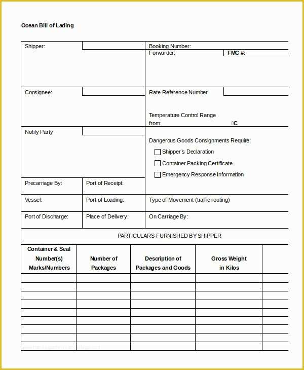 Free Bill Of Lading Template Of Simple Bill Of Lading Template 11 Free Word Pdf