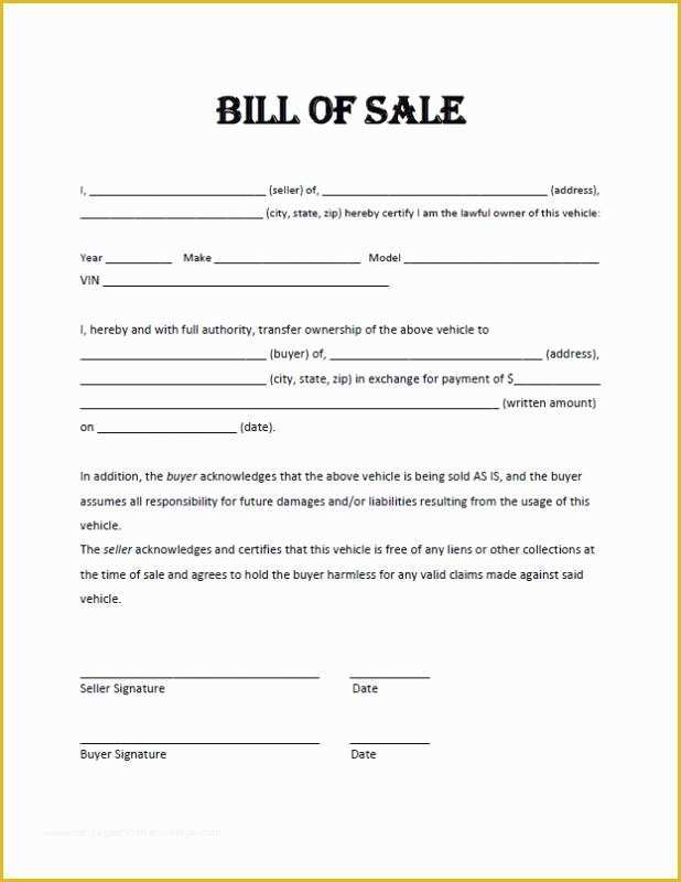 Free Bill Of Sale Template Of 15 Bill Of Sale Template