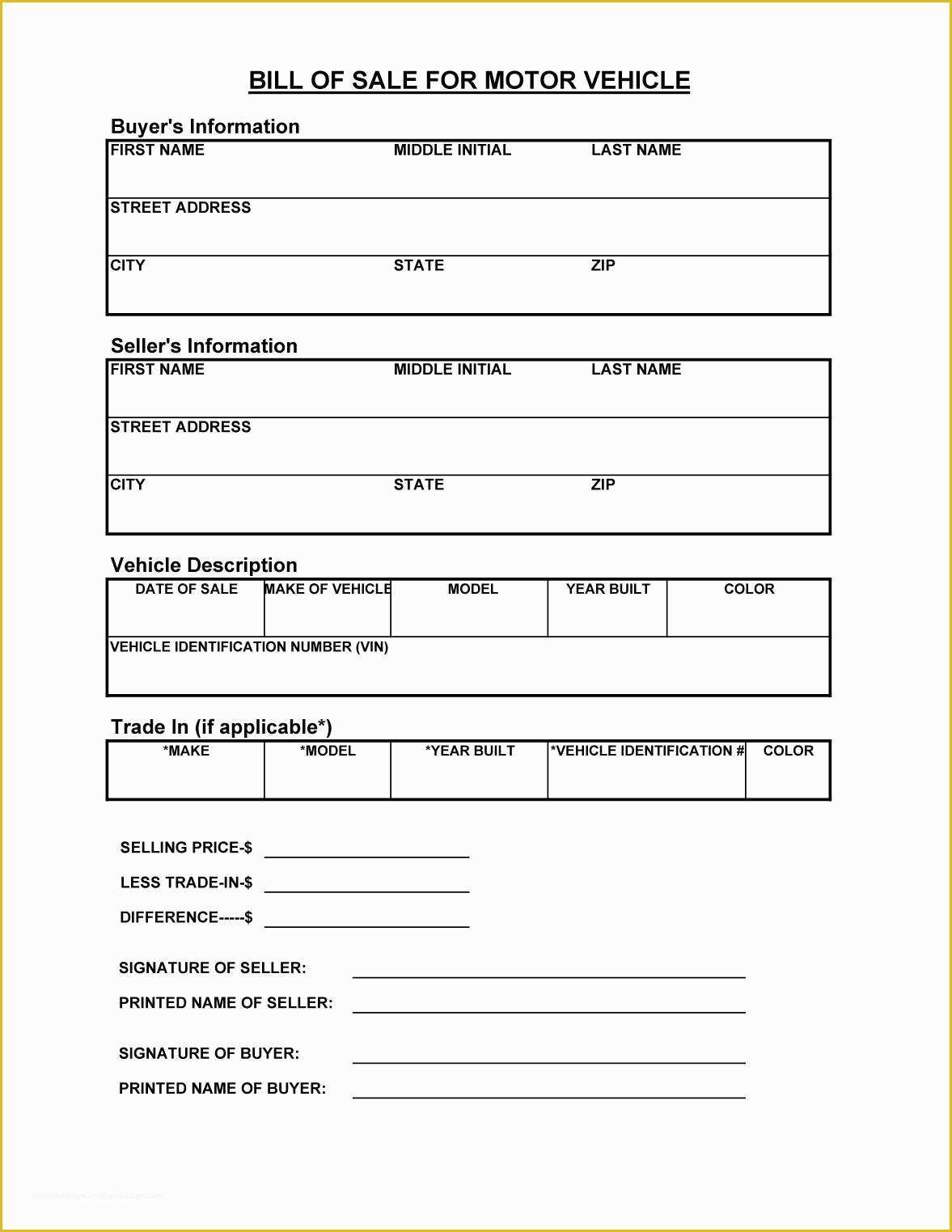 Free Bill Of Sale Template Of 45 Fee Printable Bill Of Sale Templates Car Boat Gun