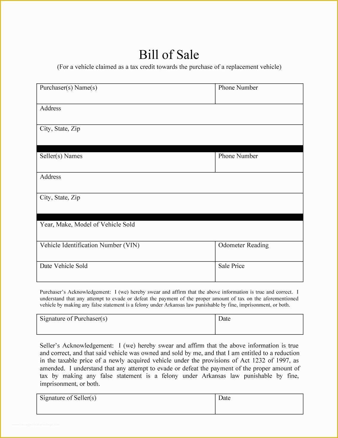 Free Bill Of Sale Template Of 46 Fee Printable Bill Of Sale Templates Car Boat Gun