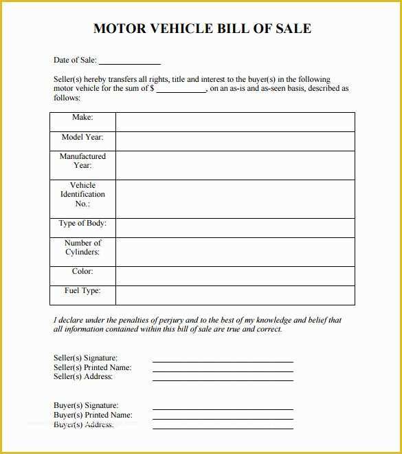 Free Bill Of Sale Template Of 8 Auto Bill Of Sale Doc Pdf