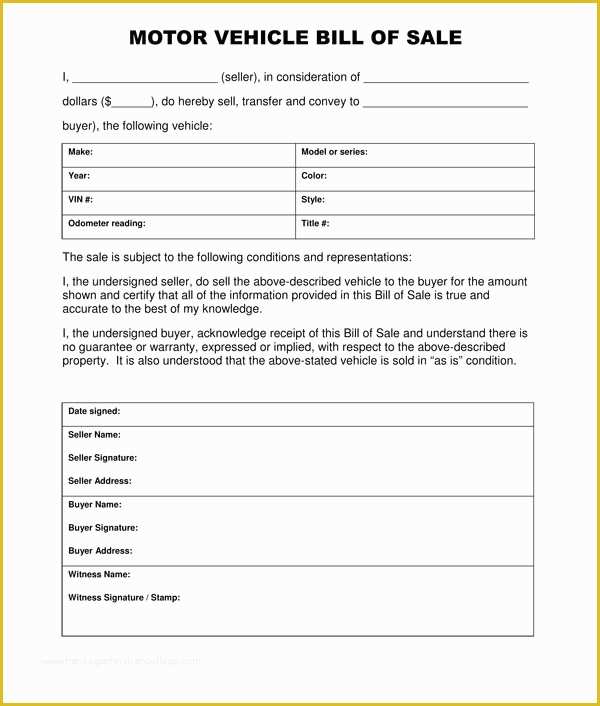 Free Bill Of Sale Template Of Free Printable Free Car Bill Of Sale Template form Generic