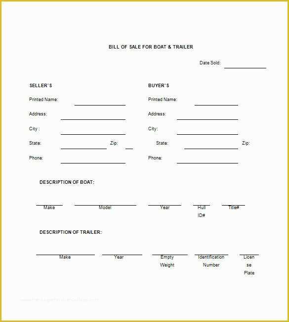 Free Bill Of Sale Template Of Trailer Bill Of Sale – 8 Free Sample Example format