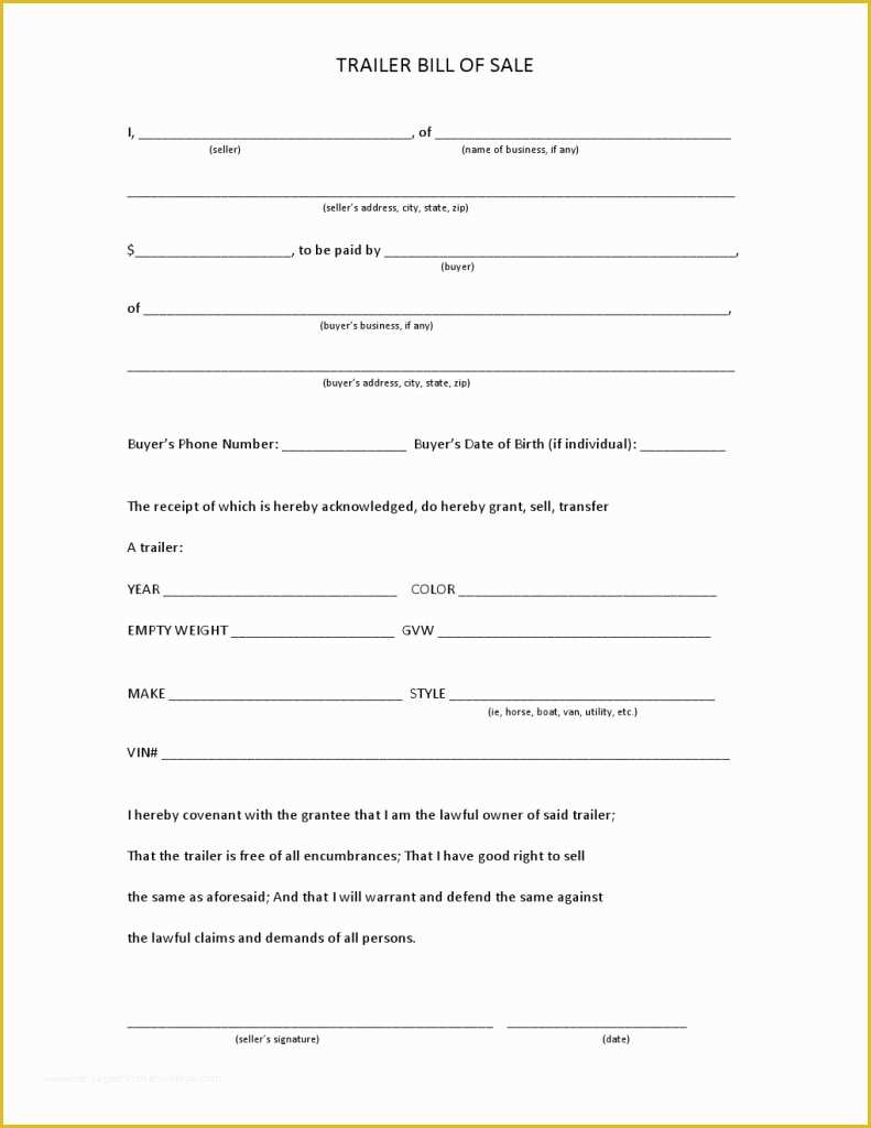 Free Bill Of Sale Template Pdf Of Free Maine Trailer Bill Of Sale form Pdf Template