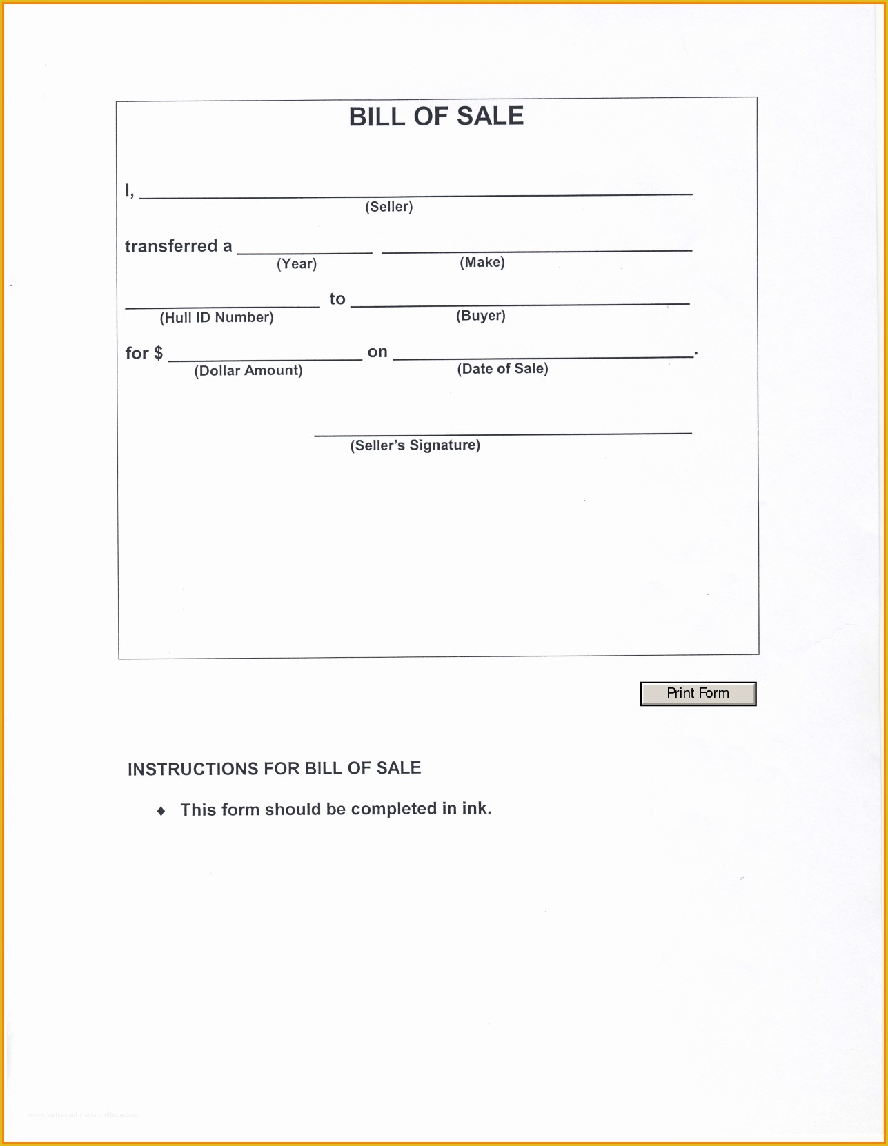 Free Bill Of Sale Template Pdf