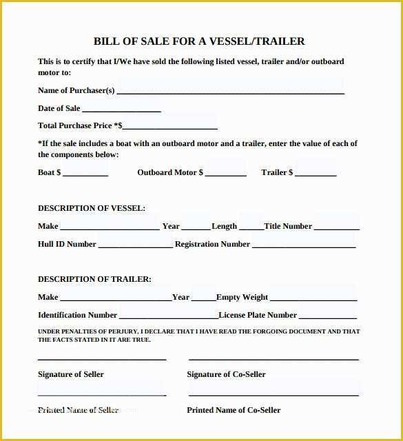 Free Bill Of Sale Template Pdf Of Trailer Bill Of Sale – 8 Free Word Excel Pdf format