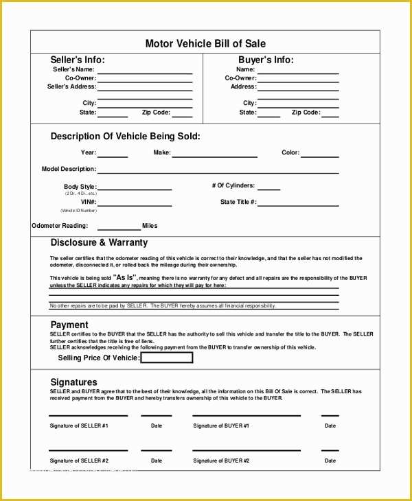 Free Bill Of Sale Template Pdf Of Vehicle Bill Of Sale Template 14 Free Word Pdf