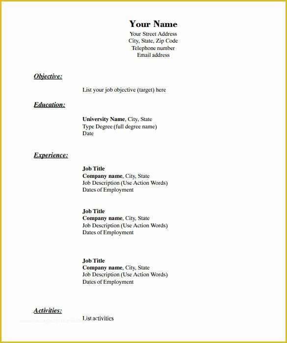 Free Blank Resume Templates Of 46 Blank Resume Templates Doc Pdf