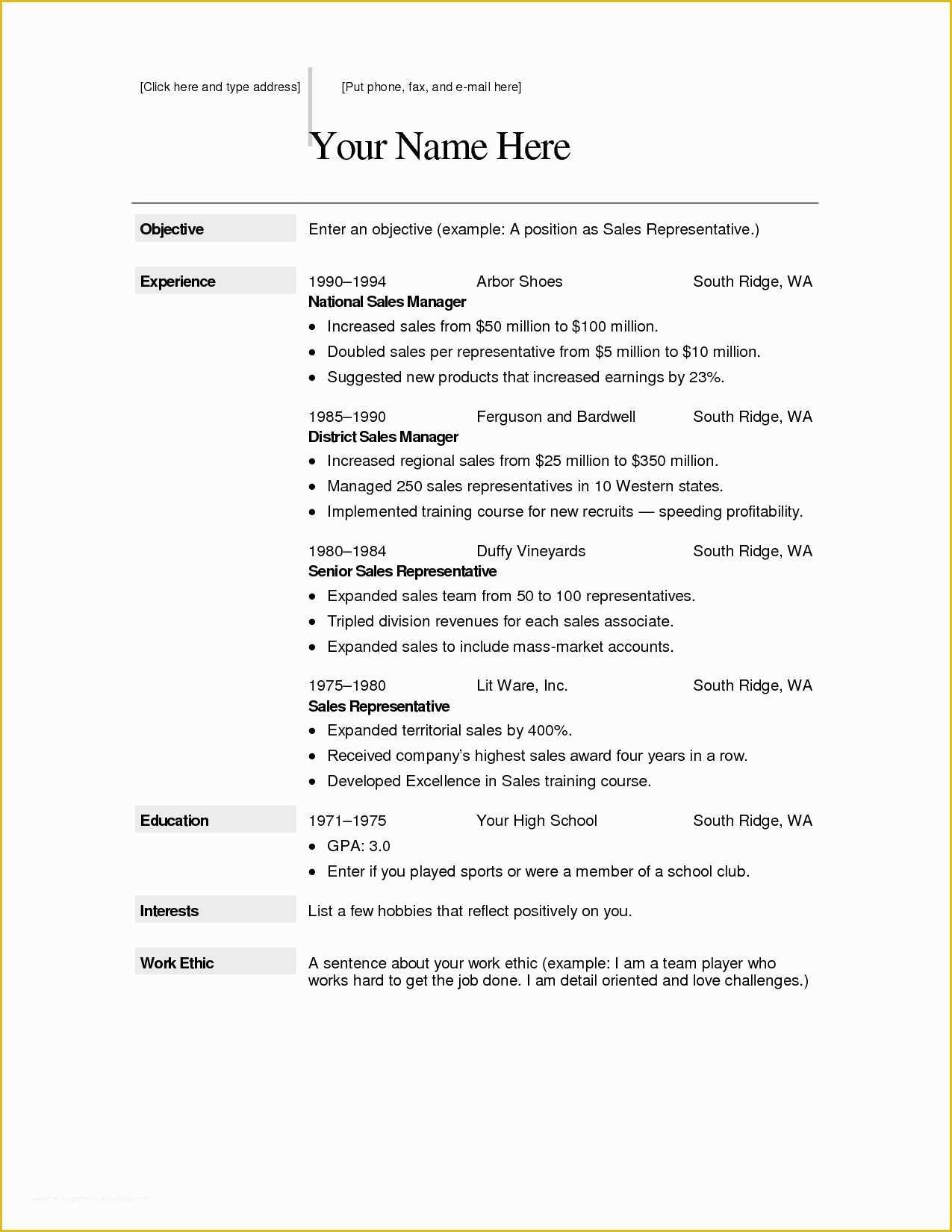Free Blank Resume Templates Of Free Resume Templates Download
