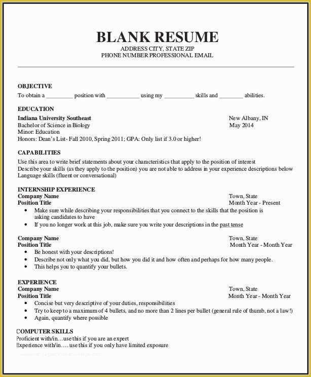 Free Blank Resume Templates Of Write Free Resume Blank form Resume Resume Examples